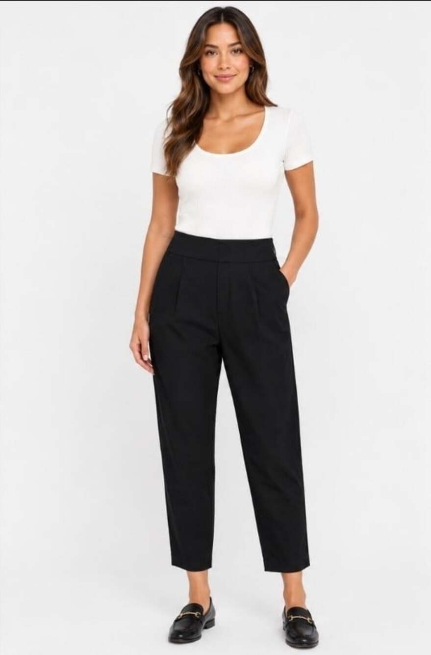 ALEXANDER WANG Black High Rise Tapered Leg Silk Pants Sz 4 Great Condition T90